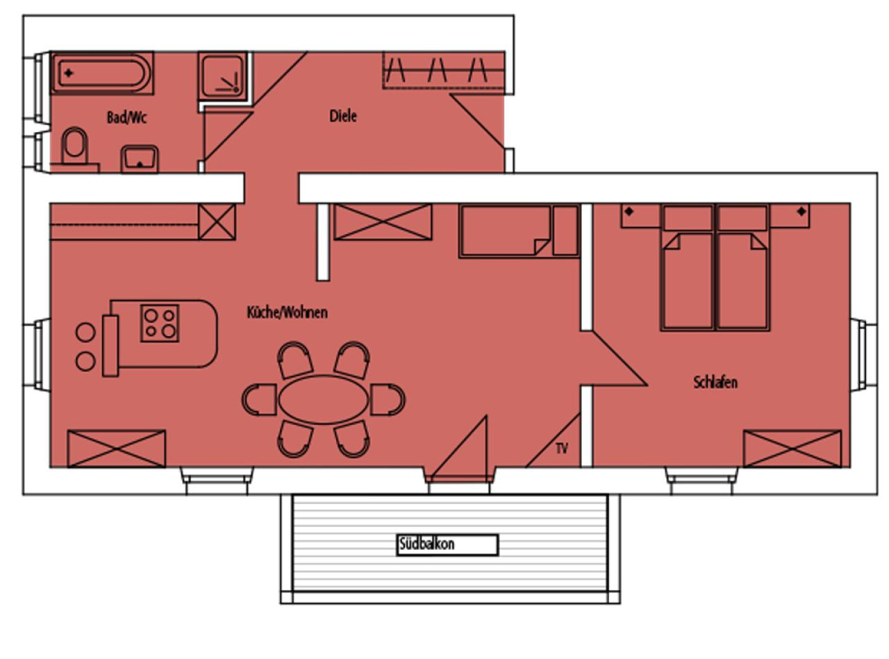 Grundriss Appartement "Badetraum" Grundriss Appartement "Badetraum"