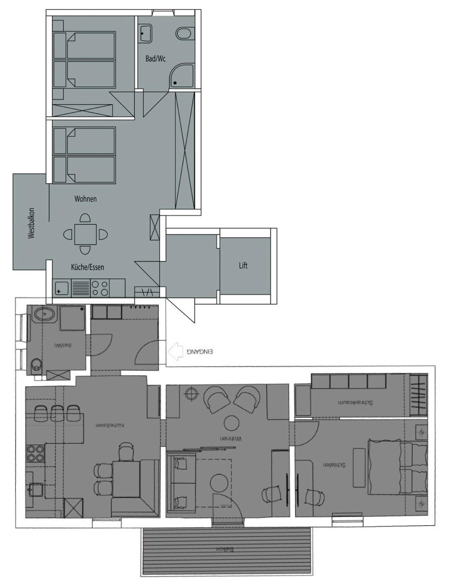 Grundriss Appartement "Wildspuren" Grundriss Appartement "Wildspuren"